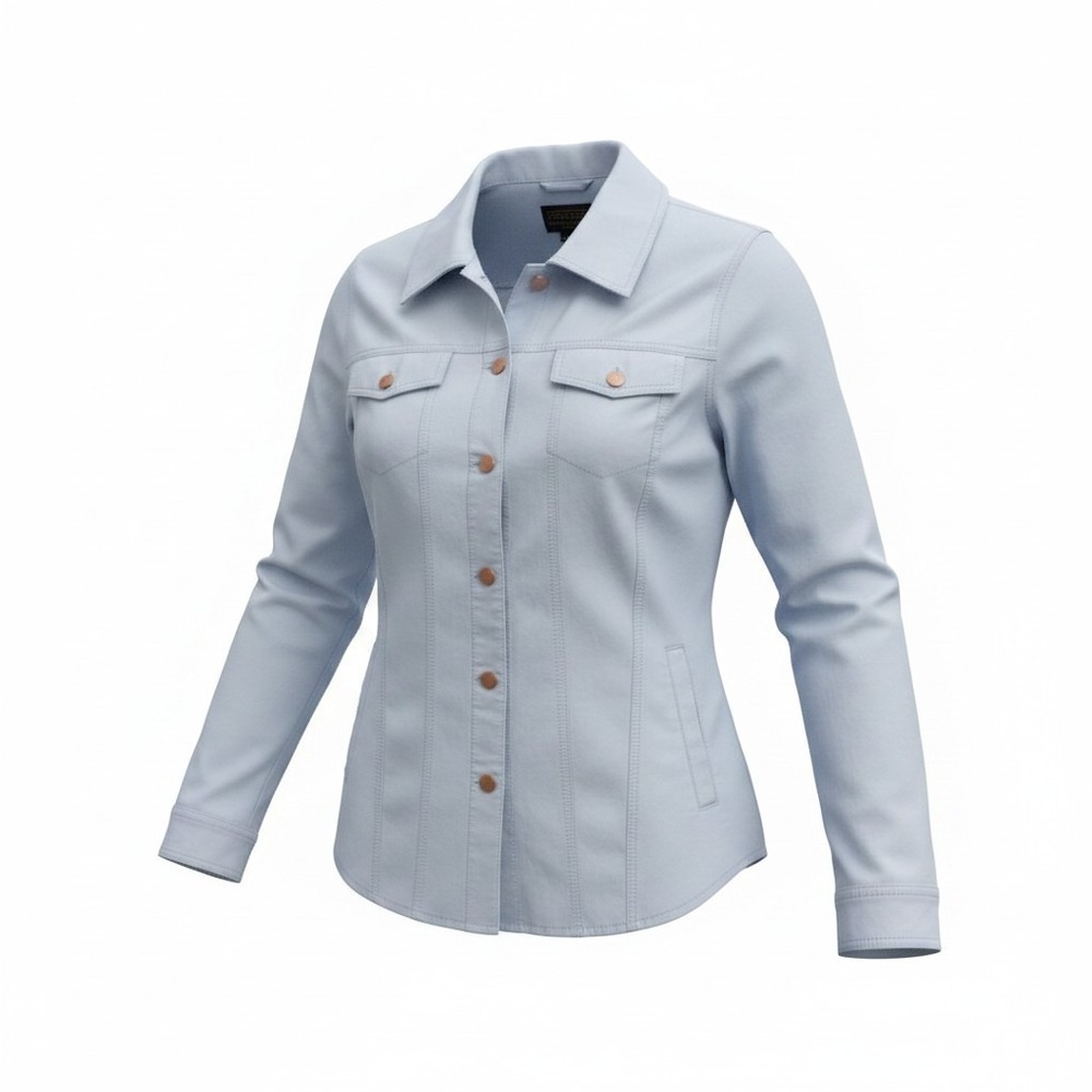 Pendleton Womens Light Blue Button Front Shirt Jacket Pastel Shacket Size M